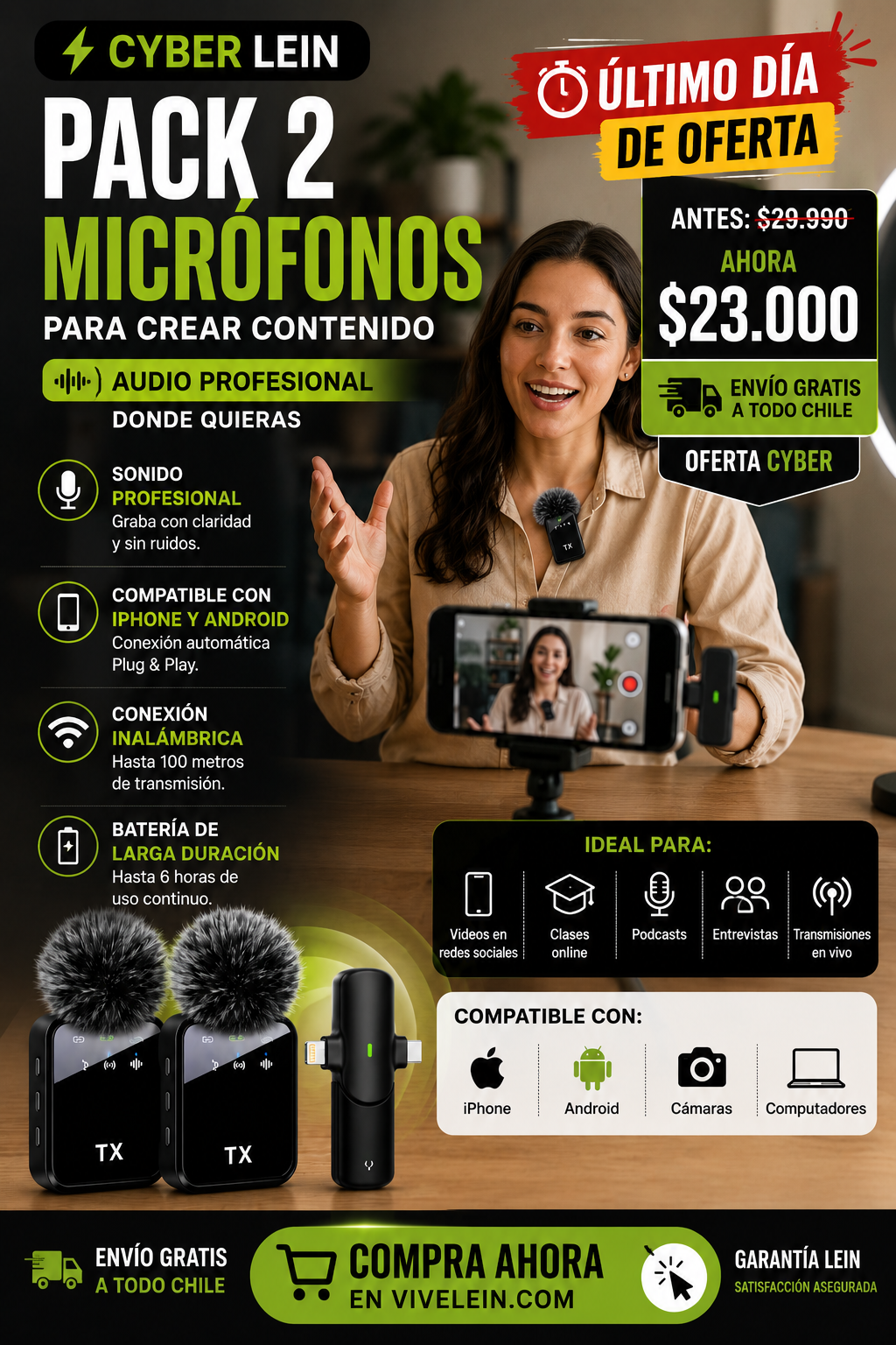 Pack 2 micrófonos para crear Contenido