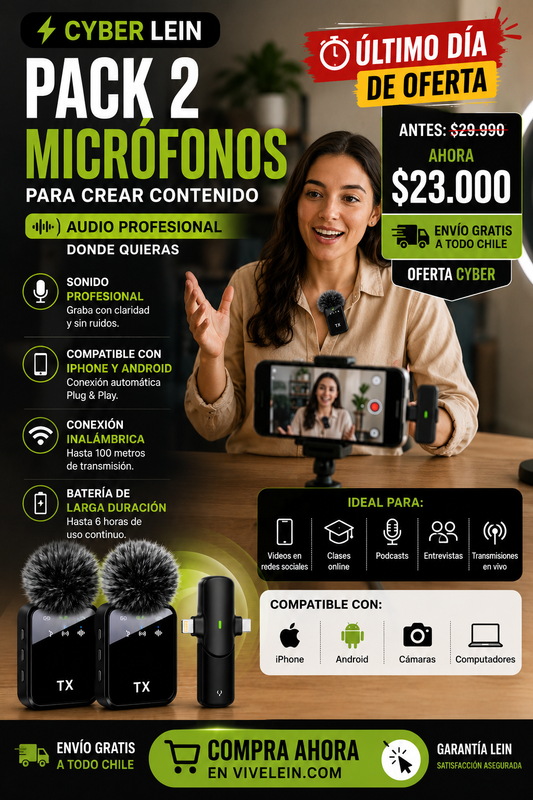 Pack 2 micrófonos para crear Contenido